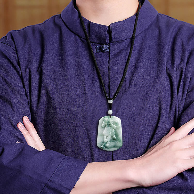 Collar con colgante de cuerda de jade de la abundancia del Año del Caballo con Buddha Stones - image 9