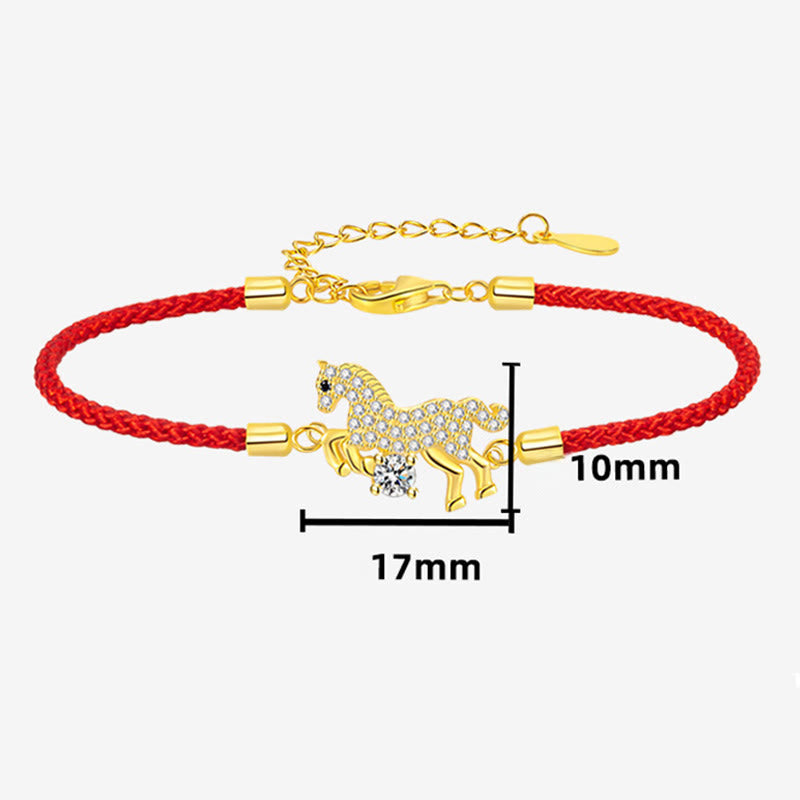 Pulsera ajustable de hilo rojo con Buddha Stones en plata de ley 925 y el año del caballo dorado. - image 7