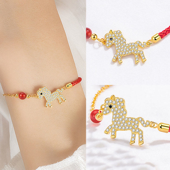Pulsera de hilo rojo con Buddha Stones , bañada en oro de 18 quilates y plata de ley 925. - image 6