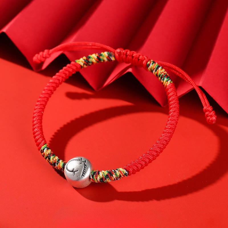 Pulsera trenzada de hilo rojo con Buddha Stones en plata de ley 999, año del caballo y zodiaco chino. - image 5