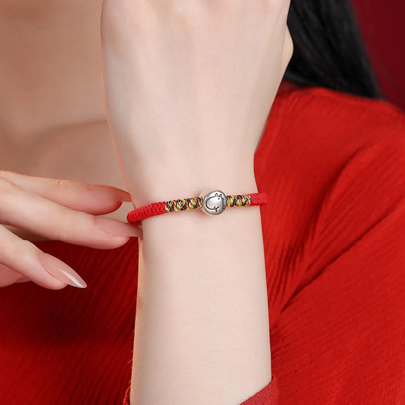 Pulsera trenzada de hilo rojo con Buddha Stones en plata de ley 999, año del caballo y zodiaco chino. - image 9