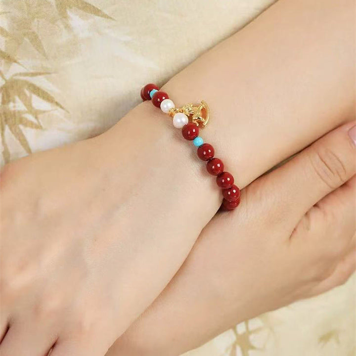 Pulsera de bendición de perla cinabrio natural del Año del Caballo con Buddha Stones - image 9