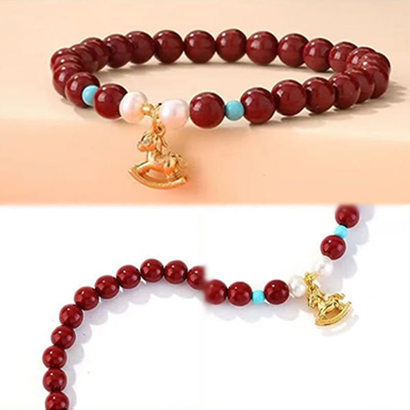 Pulsera de bendición de perla cinabrio natural del Año del Caballo con Buddha Stones - image 13