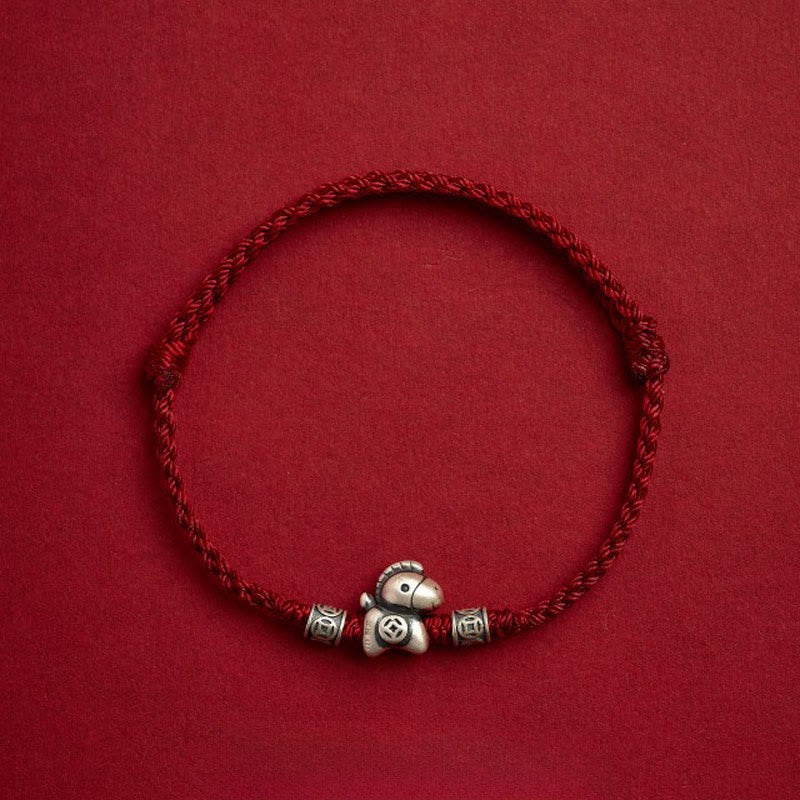 Pulsera trenzada de protección con Buddha Stones del Año del Caballo en plata de ley 999 - Rojo oscuro (circunferencia de la muñeca 14-21 cm) - image 10