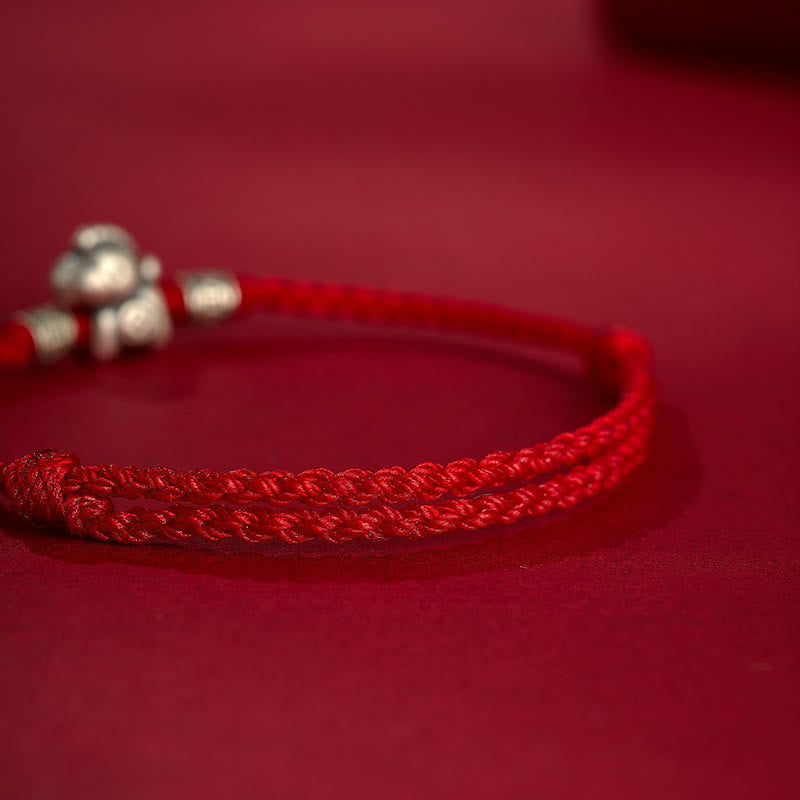 Pulsera trenzada de protección con Buddha Stones del Año del Caballo en plata de ley 999 - image 4