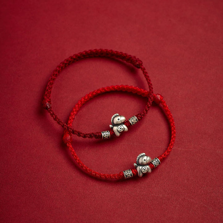 Pulsera trenzada de protección con Buddha Stones del Año del Caballo en plata de ley 999 - image 14