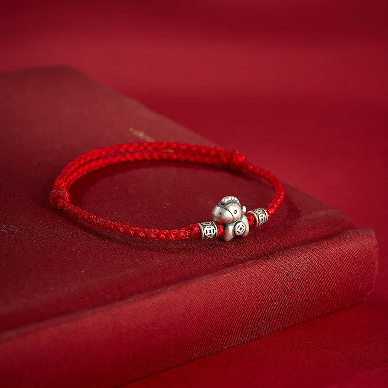Pulsera trenzada de protección con Buddha Stones del Año del Caballo en plata de ley 999 - image 2