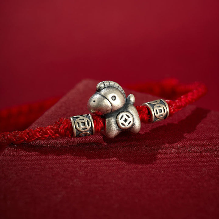 Pulsera trenzada de protección con Buddha Stones del Año del Caballo en plata de ley 999 - image 3