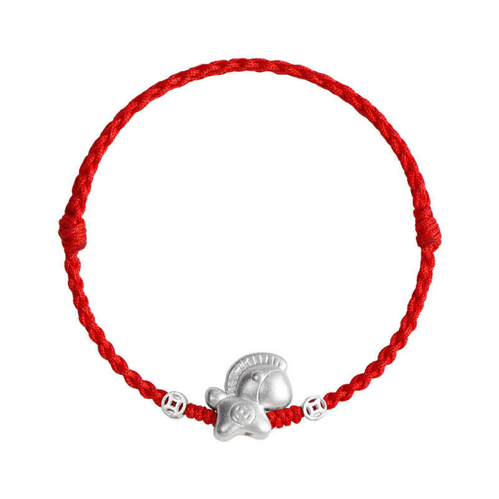 Pulsera trenzada de cuerda de la suerte con monedas de cobre y plata de ley 999 con Buddha Stones del Año del Caballo - image 16