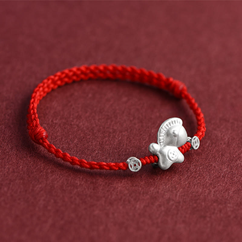 Pulsera trenzada de cuerda de la suerte con monedas de cobre y plata de ley 999 con Buddha Stones del Año del Caballo - image 11