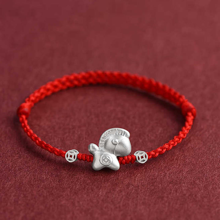 Pulsera trenzada de cuerda de la suerte con monedas de cobre y plata de ley 999 con Buddha Stones del Año del Caballo - image 10