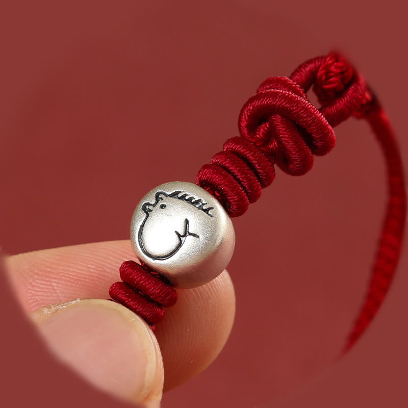 Pulsera trenzada de hilo rojo de plata de ley 999 con Buddha Stones del Año del Caballo - image 11