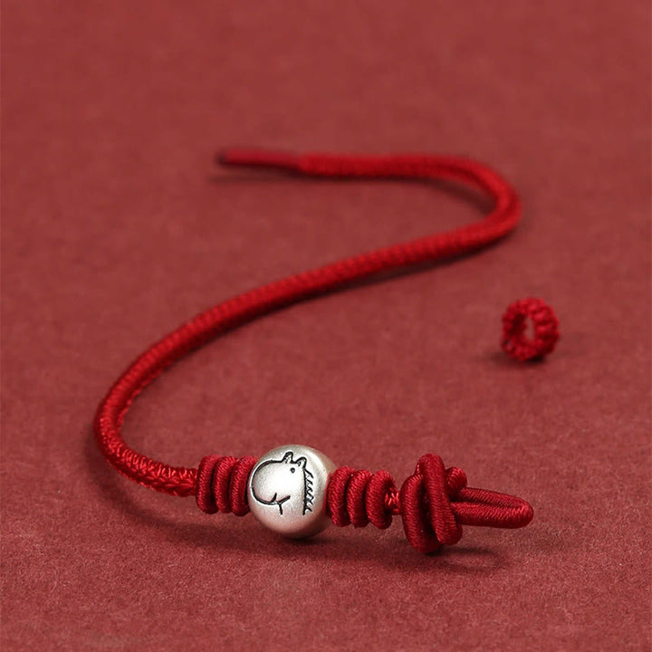 Pulsera trenzada de hilo rojo de plata de ley 999 con Buddha Stones del Año del Caballo - image 4