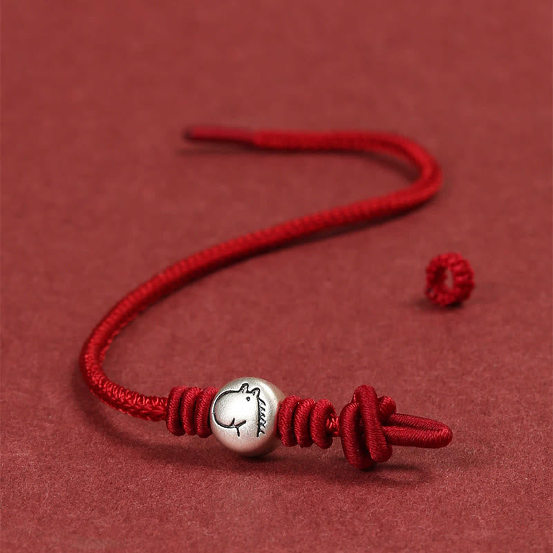 Pulsera trenzada de hilo rojo de plata de ley 999 con Buddha Stones del Año del Caballo - image 4