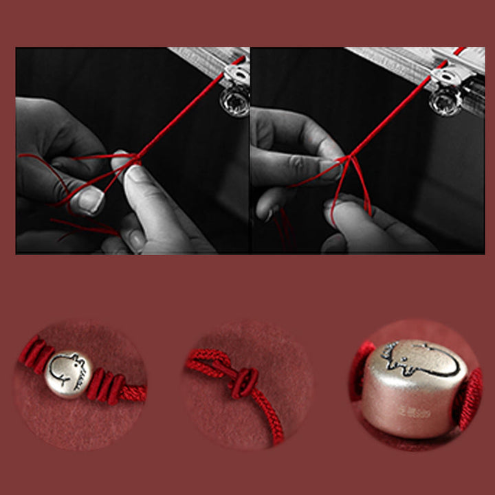 Pulsera trenzada de hilo rojo de plata de ley 999 con Buddha Stones del Año del Caballo - image 14
