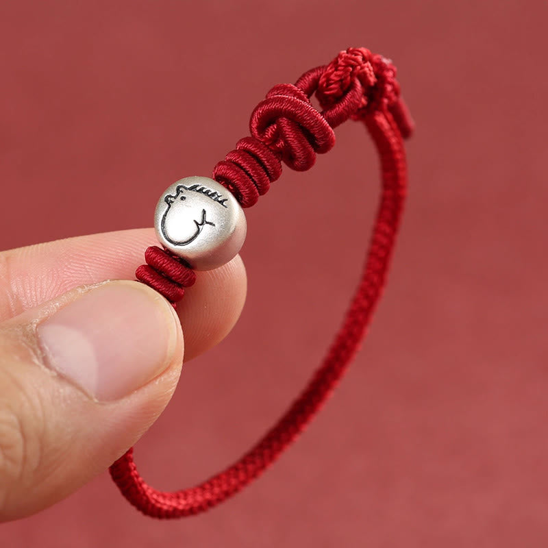 Pulsera trenzada de hilo rojo de plata de ley 999 con Buddha Stones del Año del Caballo - image 3