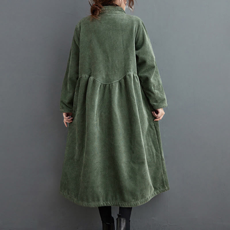 Abrigo de pana de algodón con botones lisos y manga larga para mujer, forrado con vellón y bolsillos , de Buddha Stones - image 13