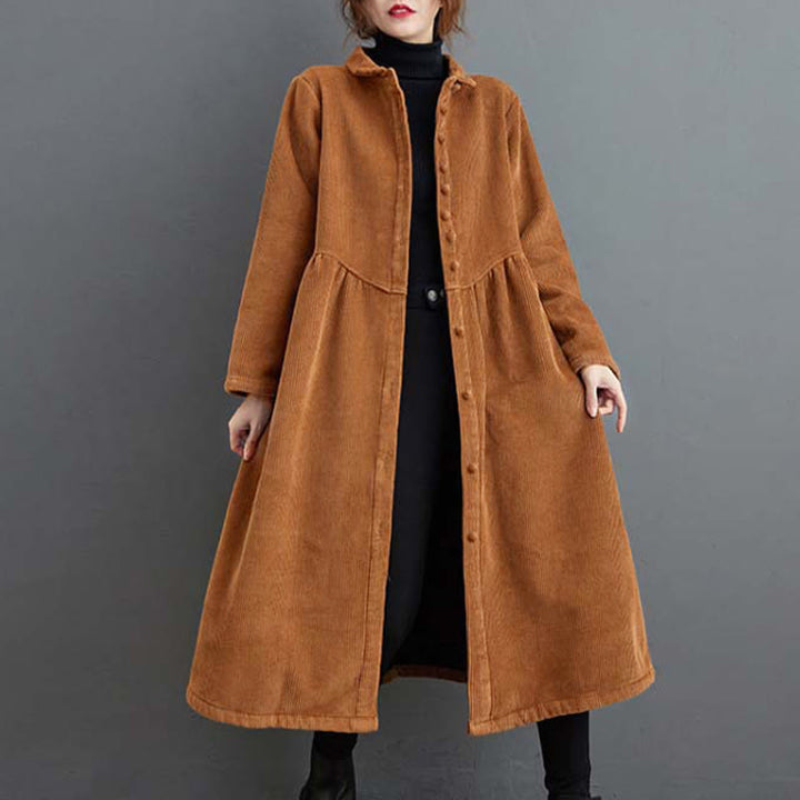 Abrigo de pana de algodón con botones lisos y manga larga para mujer, forrado con vellón y bolsillos , de Buddha Stones - Perú - US8-10，UK/AU12-14，EU40-42 (2XL) - image 16