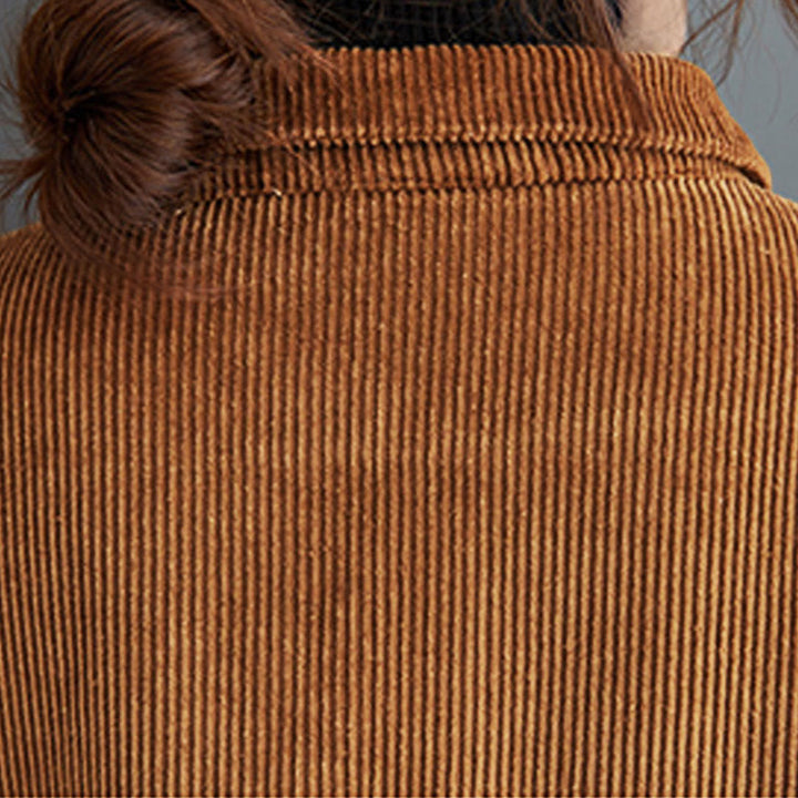 Abrigo de pana de algodón con botones lisos y manga larga para mujer, forrado con vellón y bolsillos , de Buddha Stones - image 22