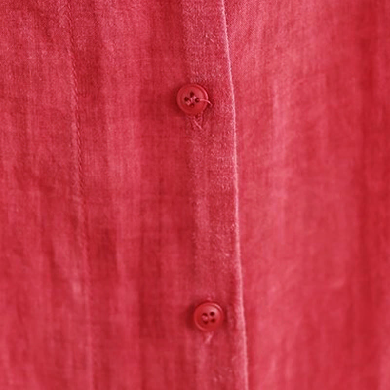 Camisa de algodón de manga larga para mujer con diseño irregular de Buddha Stones y botones - image 7