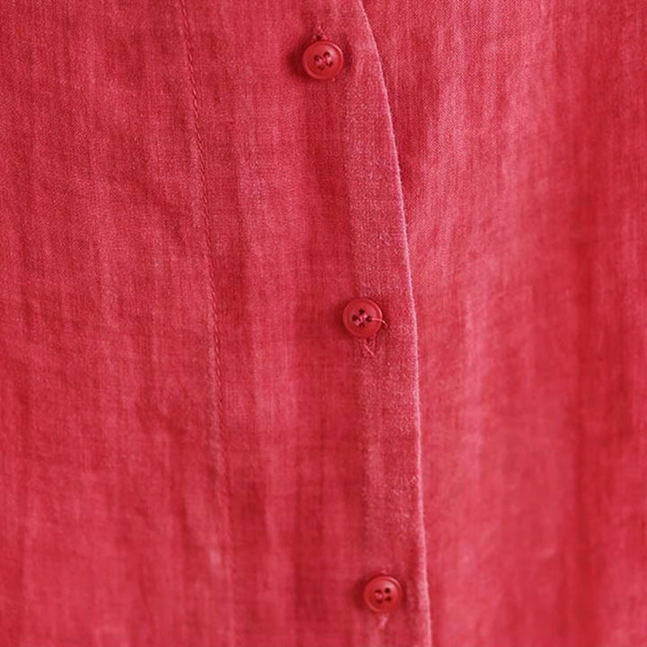 Camisa de algodón de manga larga para mujer con diseño irregular de Buddha Stones y botones - image 19