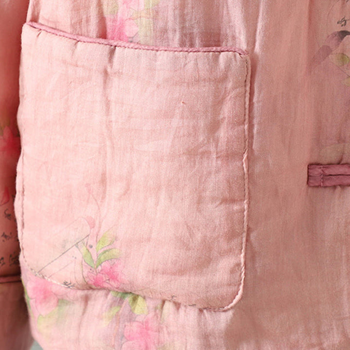 Chaqueta acolchada de algodón de manga larga para mujer con estampado de Buddha Stones y bolsillos - image 7