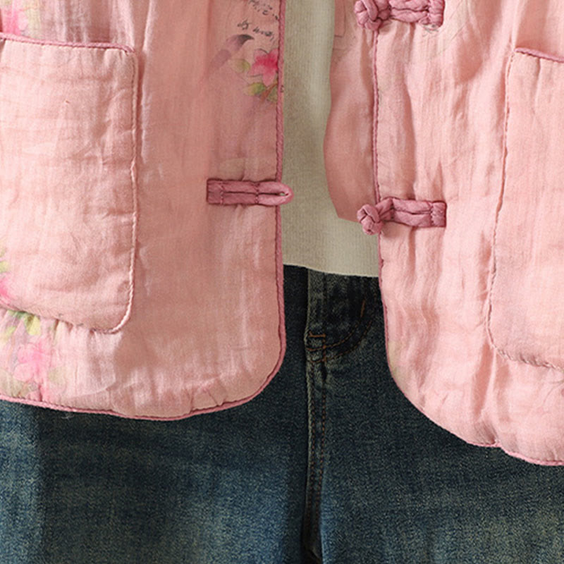 Chaqueta acolchada de algodón de manga larga para mujer con estampado de Buddha Stones y bolsillos - image 12