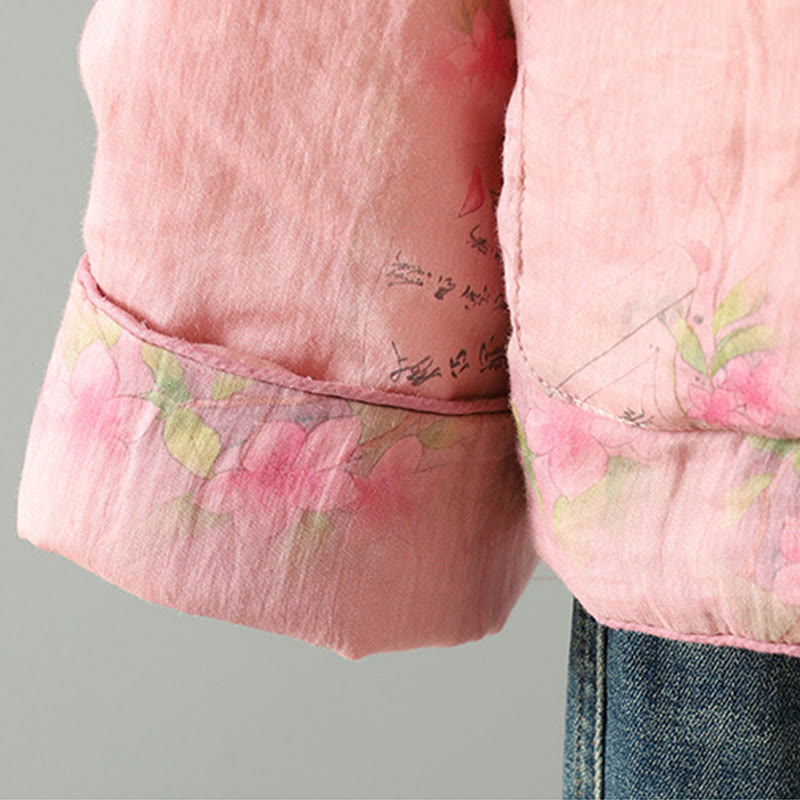 Chaqueta acolchada de algodón de manga larga para mujer con estampado de Buddha Stones y bolsillos - image 9