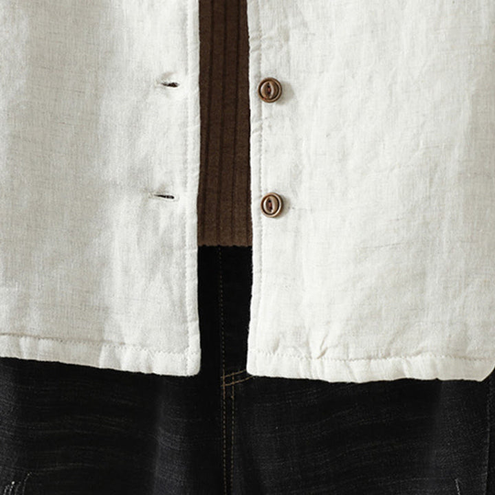 Chaqueta de algodón de manga larga con botones casuales y bolsillos para mujer de Buddha Stones - image 9