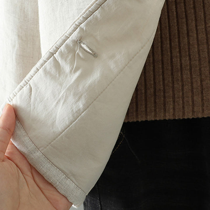 Chaqueta de algodón de manga larga con botones casuales y bolsillos para mujer de Buddha Stones - image 5