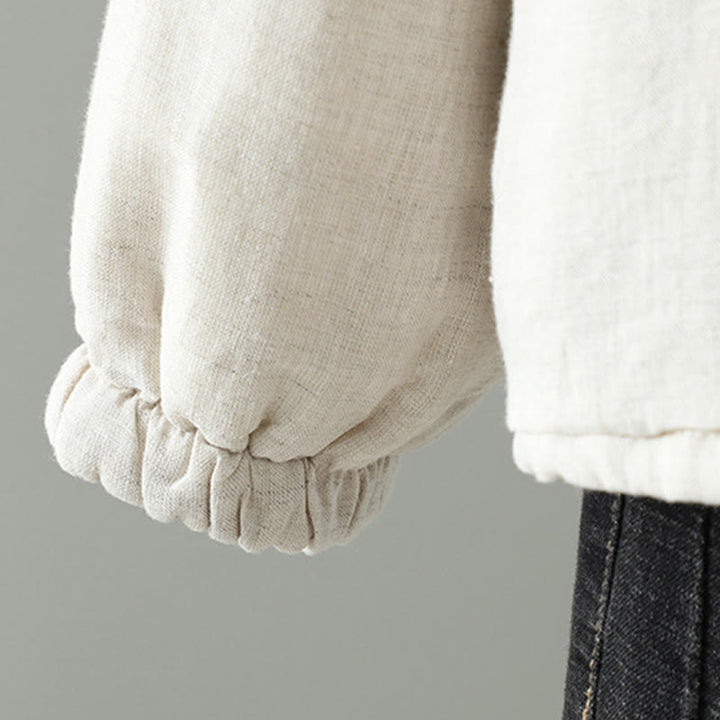 Chaqueta de algodón de manga larga con botones casuales y bolsillos para mujer de Buddha Stones - image 6