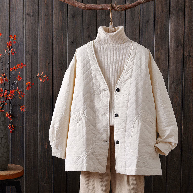 Chaqueta informal de algodón de manga larga para mujer, de color liso y con bolsillos , de Buddha Stones - Beige - US12, UK/AU16, EU44 (2XL) - image 2
