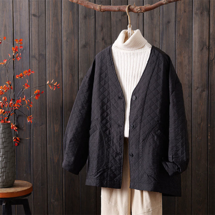 Chaqueta informal de algodón de manga larga para mujer, de color liso y con bolsillos , de Buddha Stones - Negro - US12, UK/AU16, EU44 (2XL) - image 11