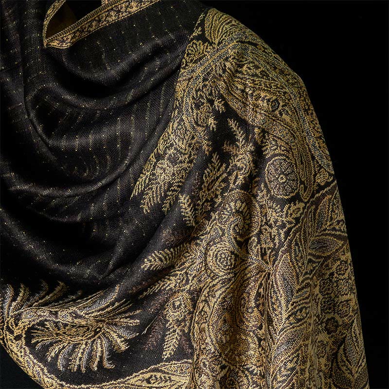 Buddha Stones Bufanda chal suave con borlas y estampado de flores y hojas largas de primavera - image 8