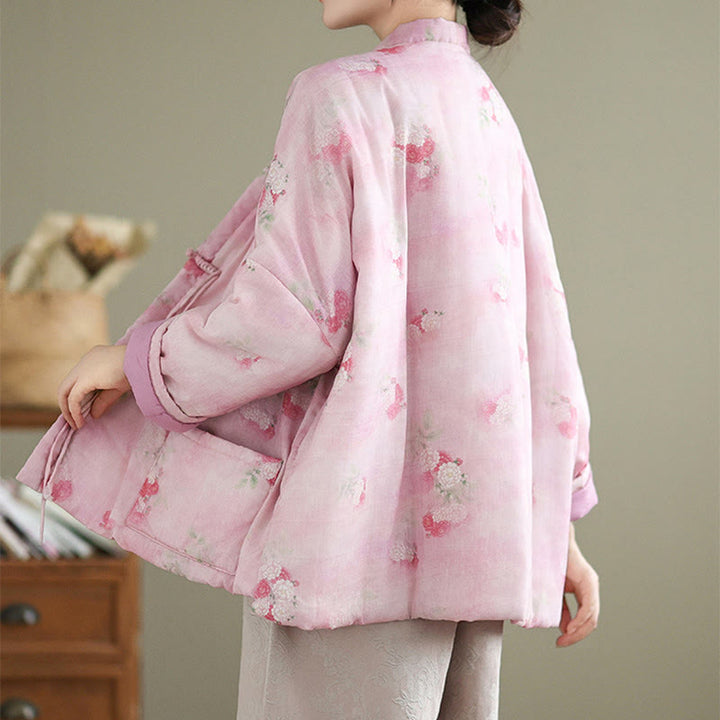 Chaqueta de manga larga para mujer con estampado de flores y Buddha Stones y bolsillos - image 5