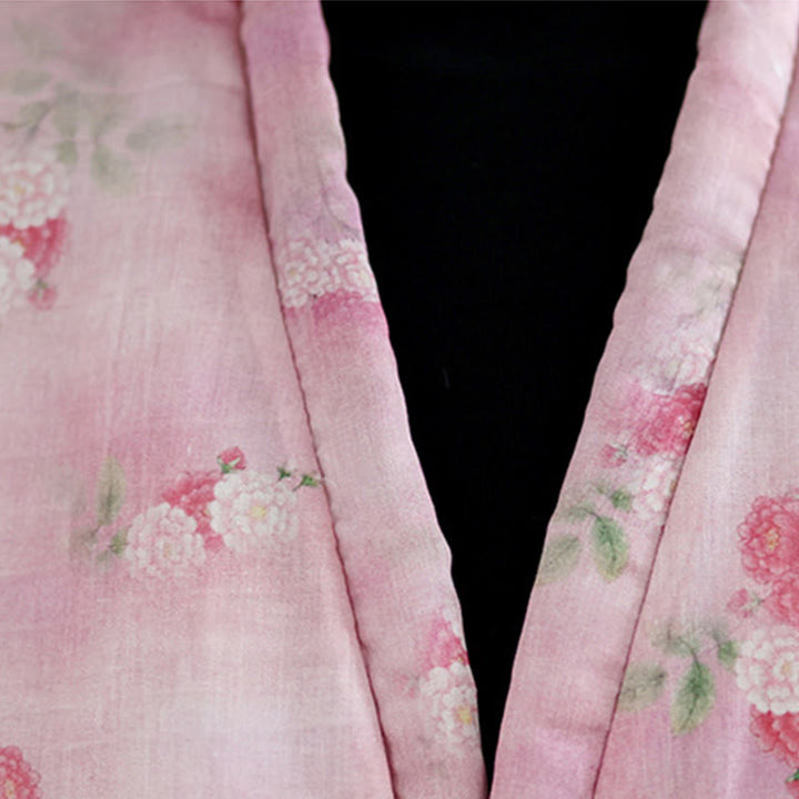 Chaqueta acolchada de algodón de manga larga para mujer con estampado de flores y Buddha Stones y bolsillos - image 7