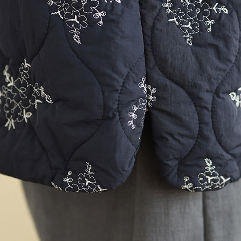 Chaleco de algodón sin mangas para mujer con botones de rana bordados con Buddha Stones y bolsillos - image 5