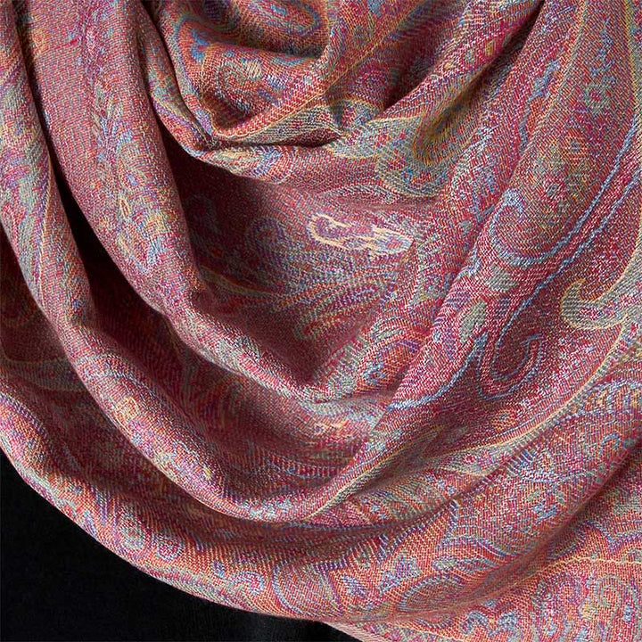 Buddha Stones Bufanda chal acogedor con borlas y estampado de rayas de flores de anacardo de primavera - image 9