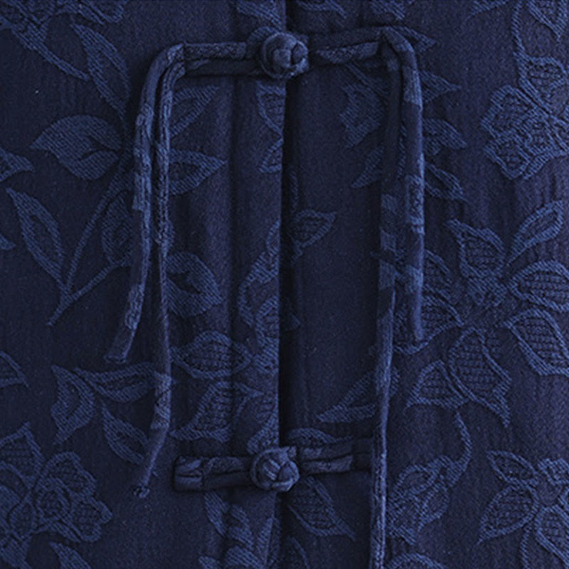 Chaleco de algodón sin mangas para mujer con estampado jacquard de Buddha Stones y botones de rana, con bolsillos - image 7