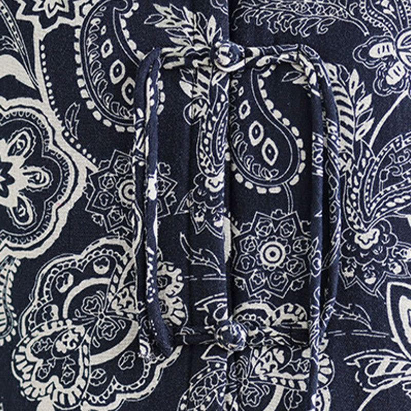 Chaleco de algodón sin mangas para mujer con estampado de plantas de Buddha Stones y botones de rana, con bolsillos - image 8