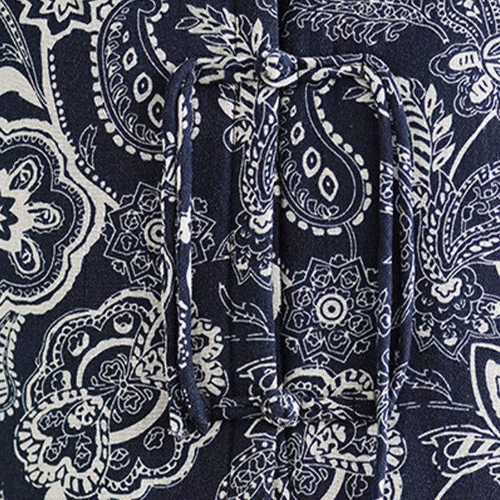 Chaleco de algodón sin mangas para mujer con estampado de plantas de Buddha Stones y botones de rana, con bolsillos - image 8