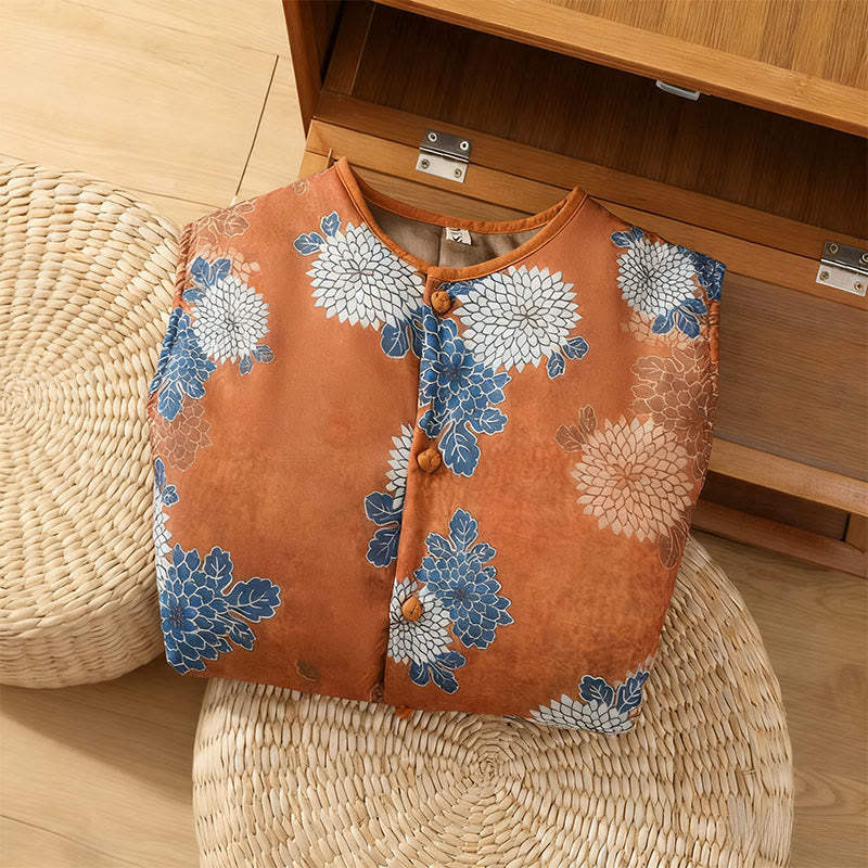Chaleco de algodón sin mangas para mujer con estampado floral de Buddha Stones y bolsillos. - image 4
