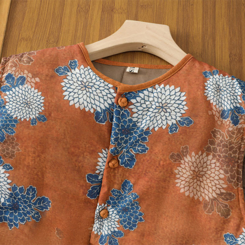 Chaleco de algodón sin mangas para mujer con estampado floral de Buddha Stones y bolsillos. - image 2