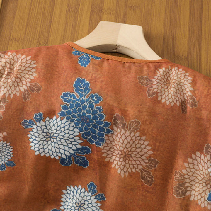 Chaleco de algodón sin mangas para mujer con estampado floral de Buddha Stones y bolsillos. - image 3