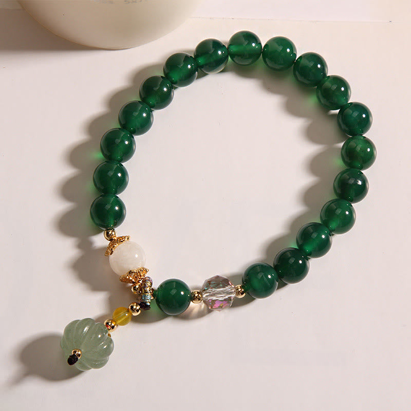 Pulsera relajante con cuentas de calabaza de cristal verde de Buddha Stones - image 6
