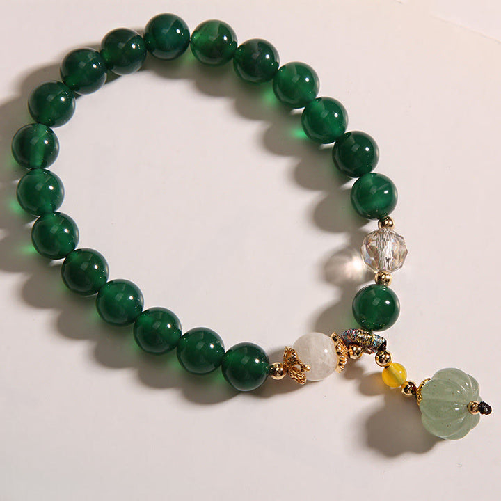 Pulsera relajante con cuentas de calabaza de cristal verde de Buddha Stones - image 7