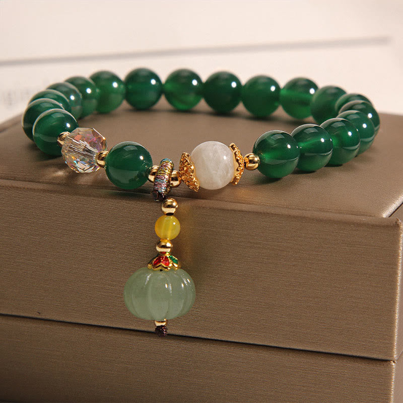 Pulsera relajante con cuentas de calabaza de cristal verde de Buddha Stones - Cristal verde (circunferencia de la muñeca: 14-16 cm) - image 0