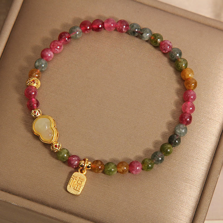 Pulsera con Buddha Stones, turmalina, piedra colorida, carácter Fu positivo - image 2