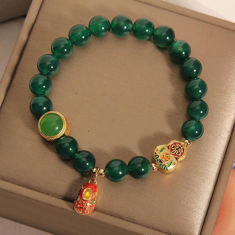 Pulsera de la esperanza con diseño de calabaza, zapatos de tigre y ágata verde natural de Buddha Stones - image 1