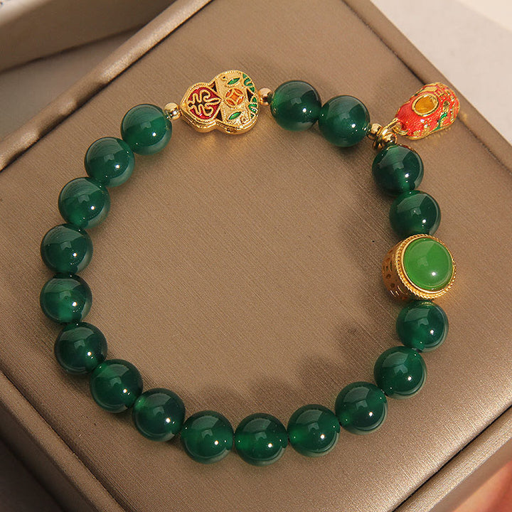 Pulsera de la esperanza con diseño de calabaza, zapatos de tigre y ágata verde natural de Buddha Stones - image 4